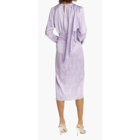 Ronny Kobo Collection Dresses & Skirts - RONNY KOBO Jade Leaf Print Silk Blend Midi Dress in Lavender Purple XS NWT